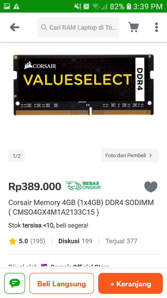 Perbedaam Harga RAM tiap brand yang berbeda jauh