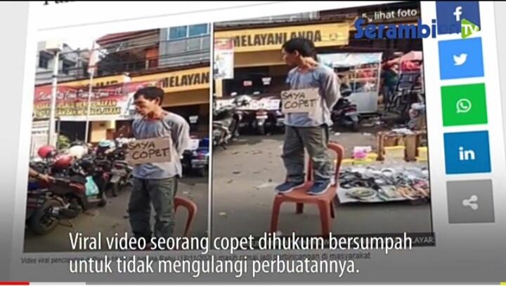 Heboh Copet Dihukum Massa, Berdiri Bersumpah dengan Kalung Tulisan &quot;Saya Copet&quot; 