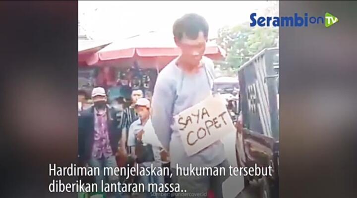 Heboh Copet Dihukum Massa, Berdiri Bersumpah dengan Kalung Tulisan &quot;Saya Copet&quot; 