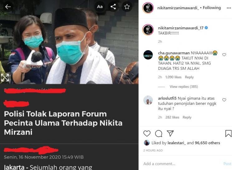 Laporan Forum Pecinta Ulama Ditolak Polisi, Nikita Mirzani: Takbir!