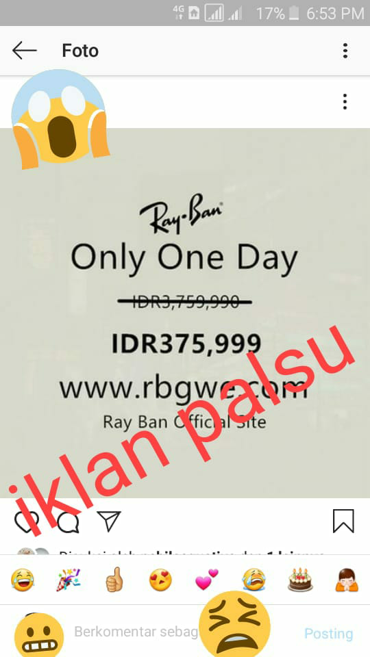 Akun Instagram Ane Diretas, Tiba-tiba Posting Foto Iklan Ray Ban