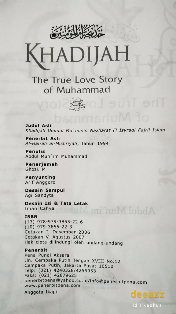 &#91;COC&#93; Review Buku Khadijah The Trus Love Story Of Muhammad