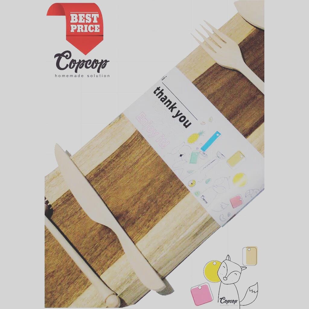 TALENAN KAYU JATI LOCAL 40 CM X 12 CM. BONUS PERALATAN MAKAN CANTIK | JABODETABEK