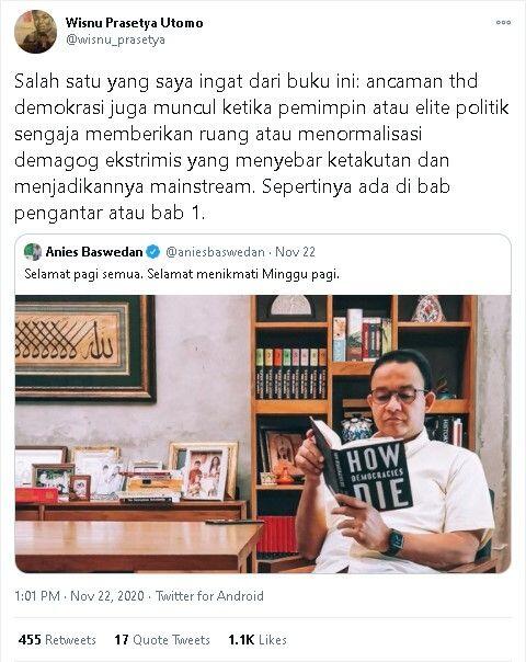 Dosen UGM Ungkap Isi Buku Bacaan Anies Baswedan, Warganet Teringat FPI