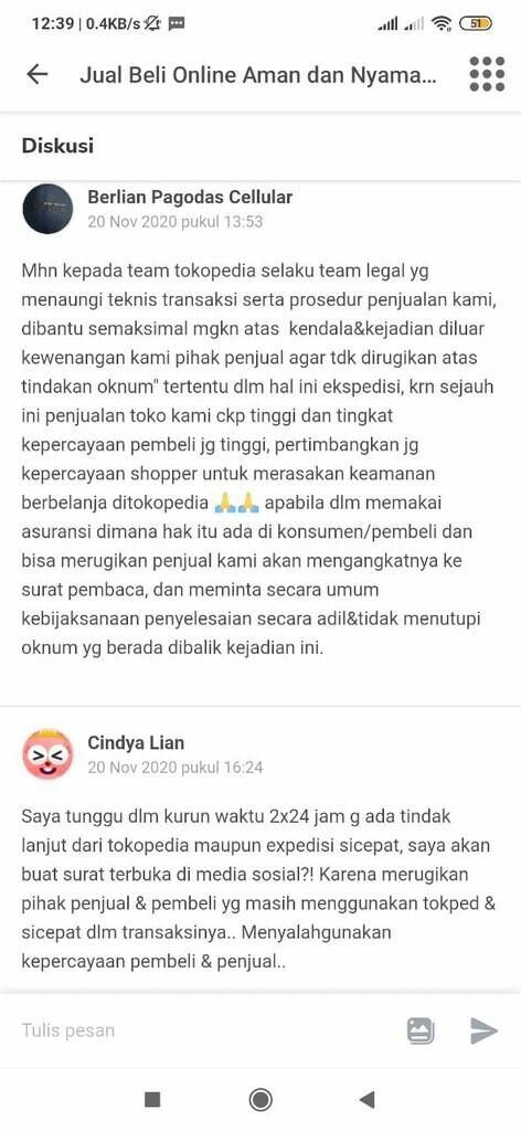 KOMPLAIN SAYA DIGANTUNG SICEPAT & TOKOPEDIA