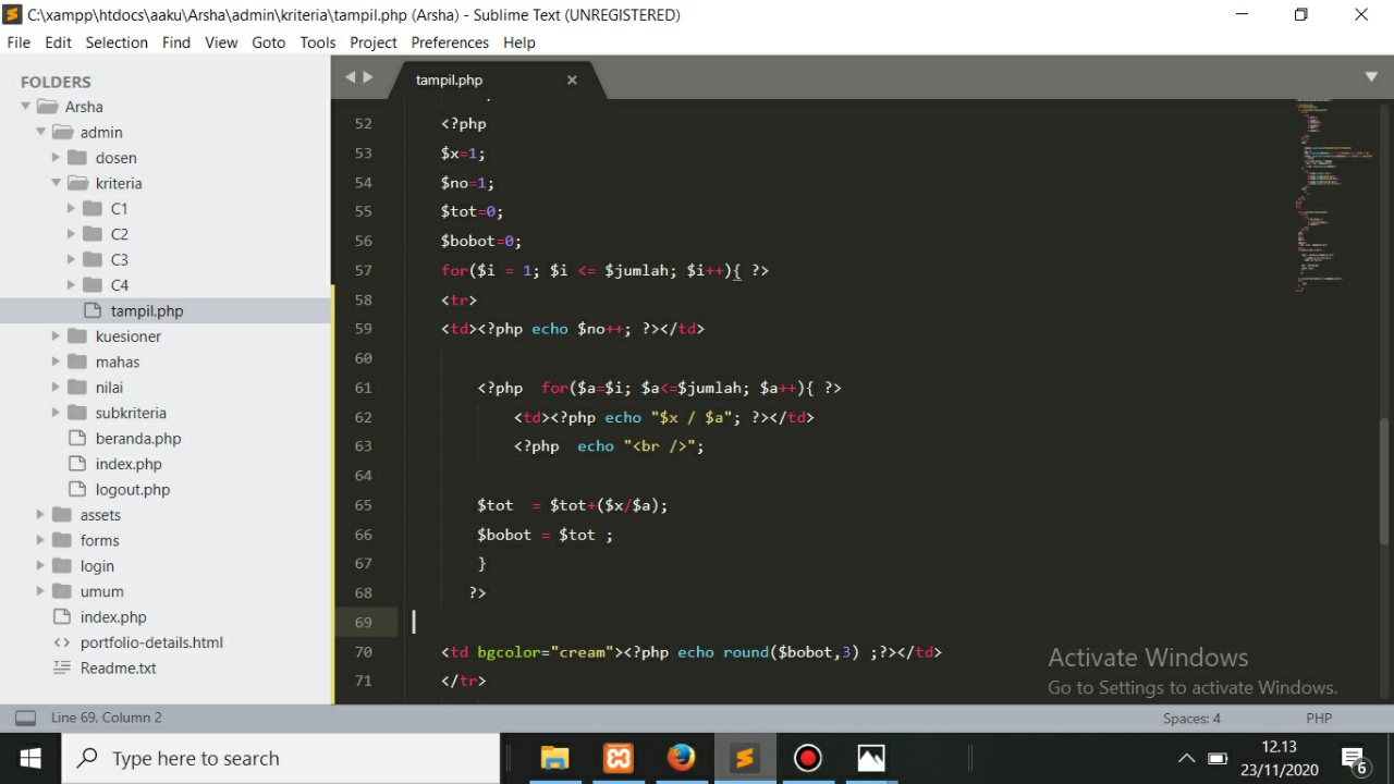 Bagaimana Penjumlahan Looping Perbaris?