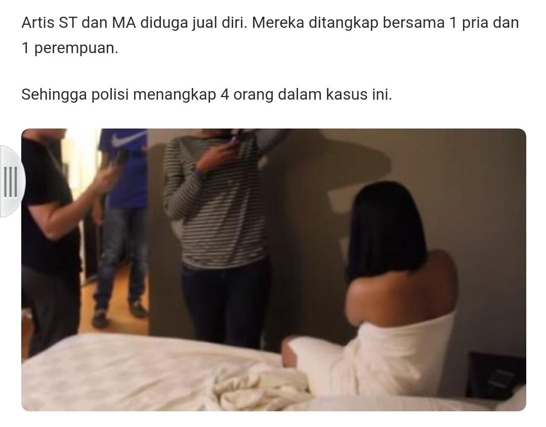 Layani Prostitusi Online, Artis MA dan ST Ditangkap dengan Pria di Kamar
