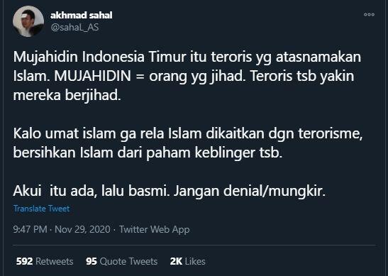 Gus Sahal: Orang Islam Harus Mengakui Terorisme Penyakit Umat Muslim