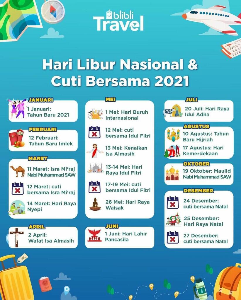 Siap Liburan di Hari Libur Nasional dan Cuti Bersama 2021? Catet Nih Gan!