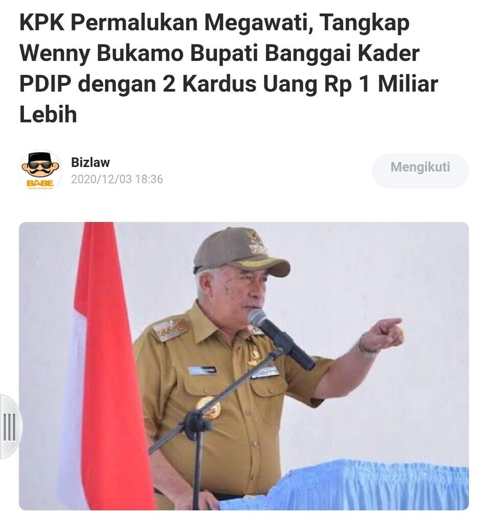 KPK Permalukan Megawati,Tgkp Bupati Banggai Kader PDIP dgn 2 Kardus Uang Rp 1 Miliar