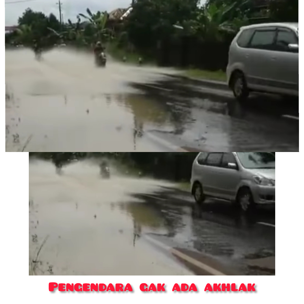 Geram! Pengendara Ini Sengaja Ngebut Lewati Air dan Cipratkan ke Pengendara lain