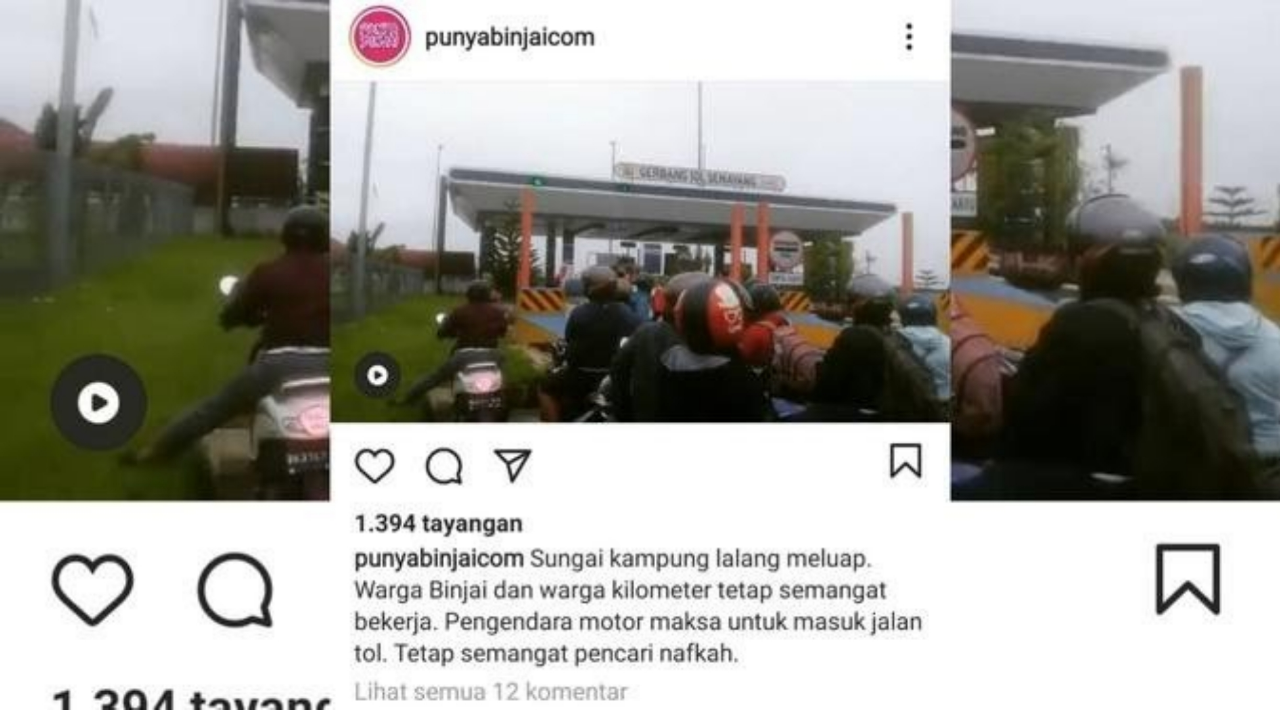 Banjir Kota Medan, Tersebar Foto Pengendara Motor Nekat Terobos Jalan Tol!