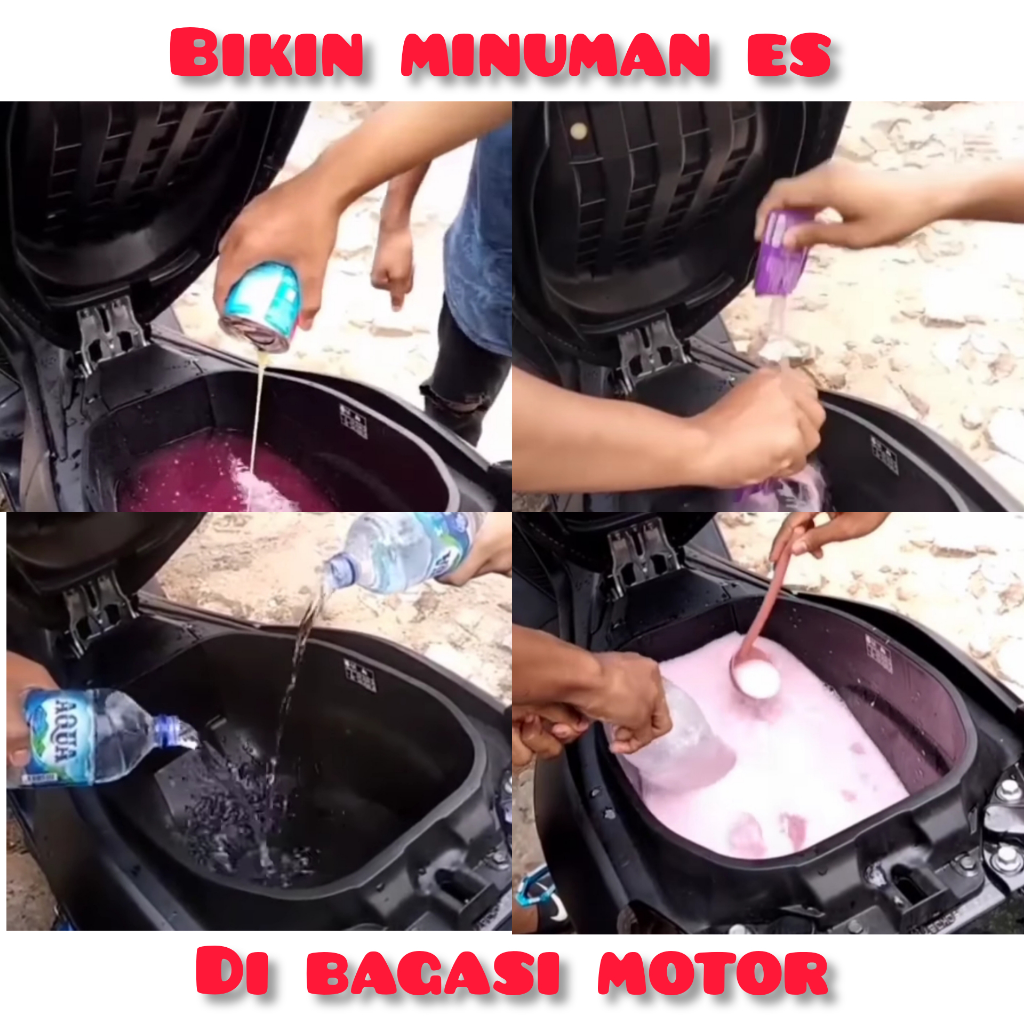 Absurd! Para Pemuda Ini Bikin Minuman Es di Bagasi Motor, Seger tapi Kok Gitu?