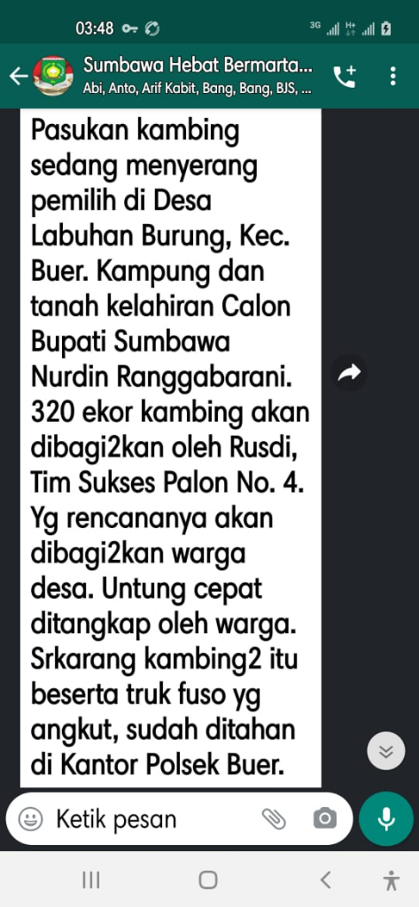 Malam Pencoblosan, Satu Fuso Kambing Diamankan di Polsek Buer