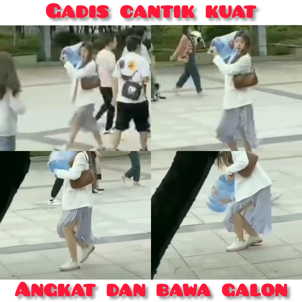 Keren! Gadis Cantik Ini Kuat Angkat dan Bawa Galon Sendiri, Gak Mau Bantuin Gan?
