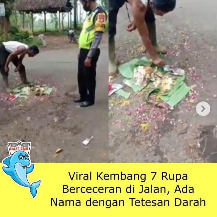 Serem!!! Ada Kembang Tujuh Rupa Plus Nama Dan Tetesan Darah Yang Tercecer Di Jalan