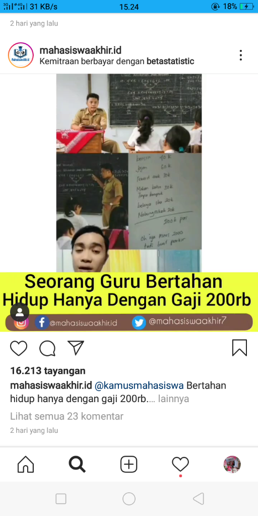 Gajinya Yang Minim, Tidak Memudarkan Niatnya Untuk Tetap Mencerdaskan Anak Bangsa