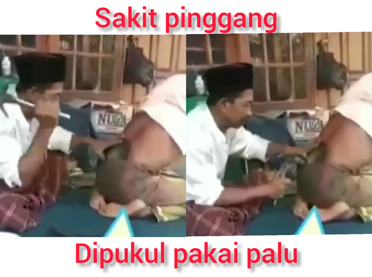 Ngeri bin Ngilu! Bapak-bapak Ini Atasi Sakit Pinggang dengan Dipukul Pakai Palu