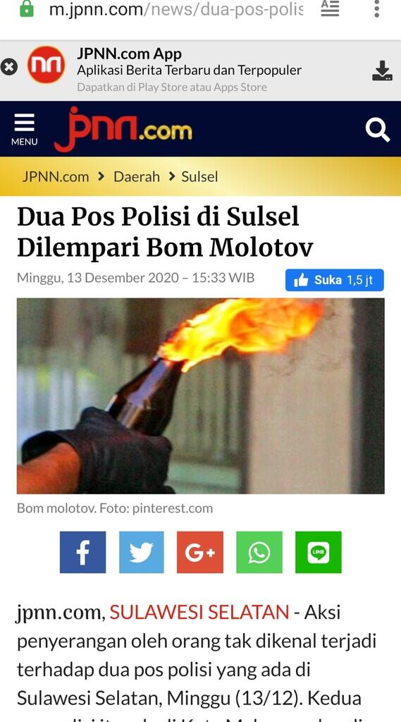 Dua Pos Polisi di Sulsel Dilempari Bom Molotov 