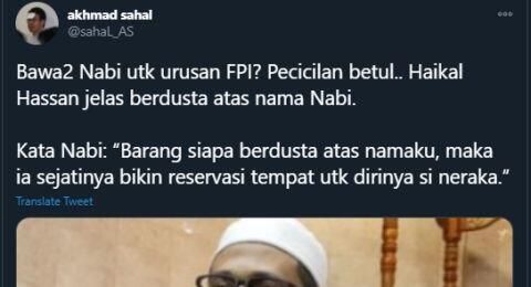 FPI Laporkan Haikal Hassan ke Polisi Biar Bisa Buktikan Bertemu Rasulullah