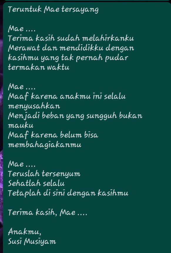 Surat Untuk Wanita Terhebat! Sehat Terus, Mae ....