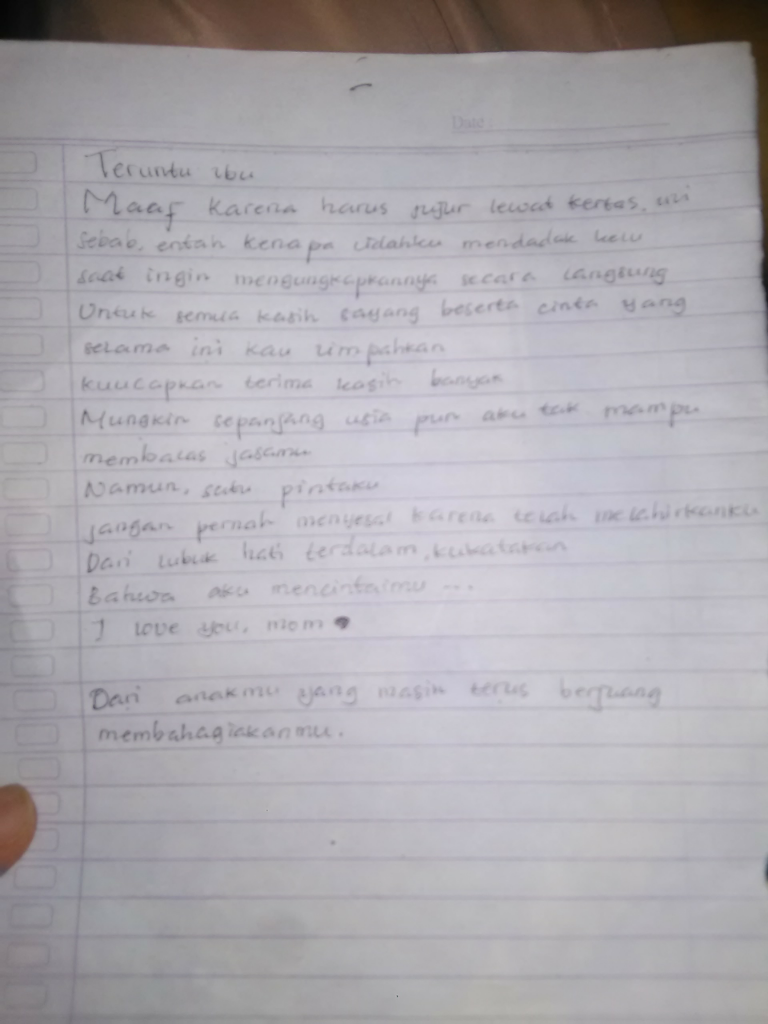 Surat Untuk Ibu Tersayang