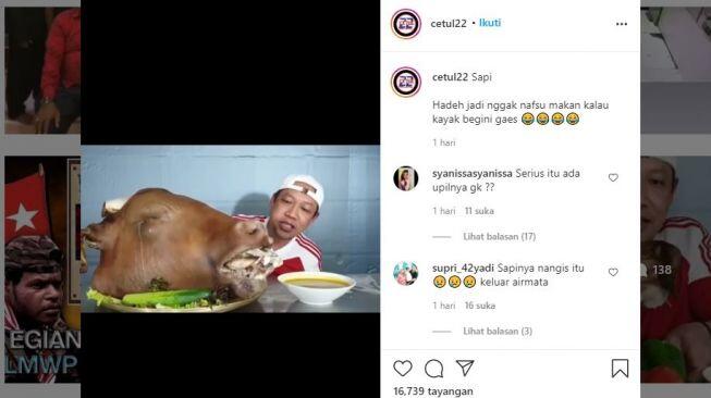 Nafsu Makan Auto Melayang! Pria Mukbang Kepala Sapi, Publik: Sapinya Nangis