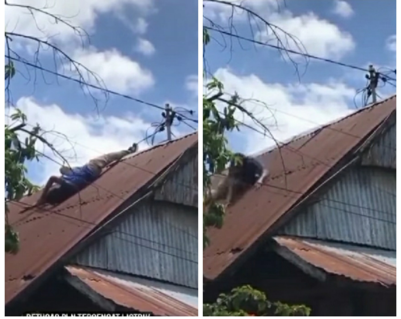 Ngeri, Petugas PLN Kesetrum dan Jatuh Dari Atap Rumah Saat Perbaiki Kabel Listrik!