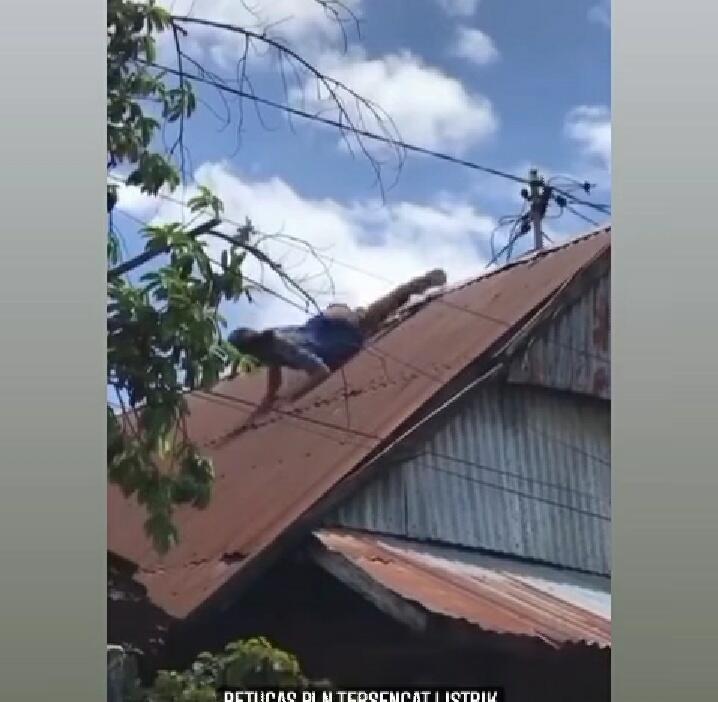 Ngeri, Petugas PLN Kesetrum dan Jatuh Dari Atap Rumah Saat Perbaiki Kabel Listrik!