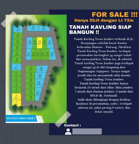 Tanah kavling teras jember terletak di Jl. Branjangan
