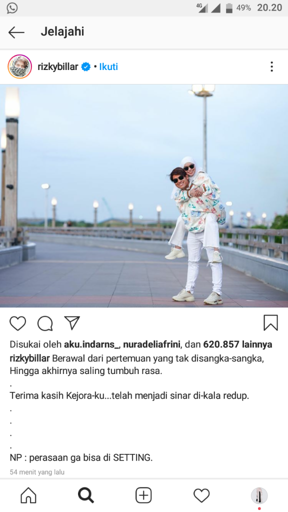Mengejutkan !! Ini Dia Ungkapan Cinta Rizky Billar Untuk Lesty Kejora.