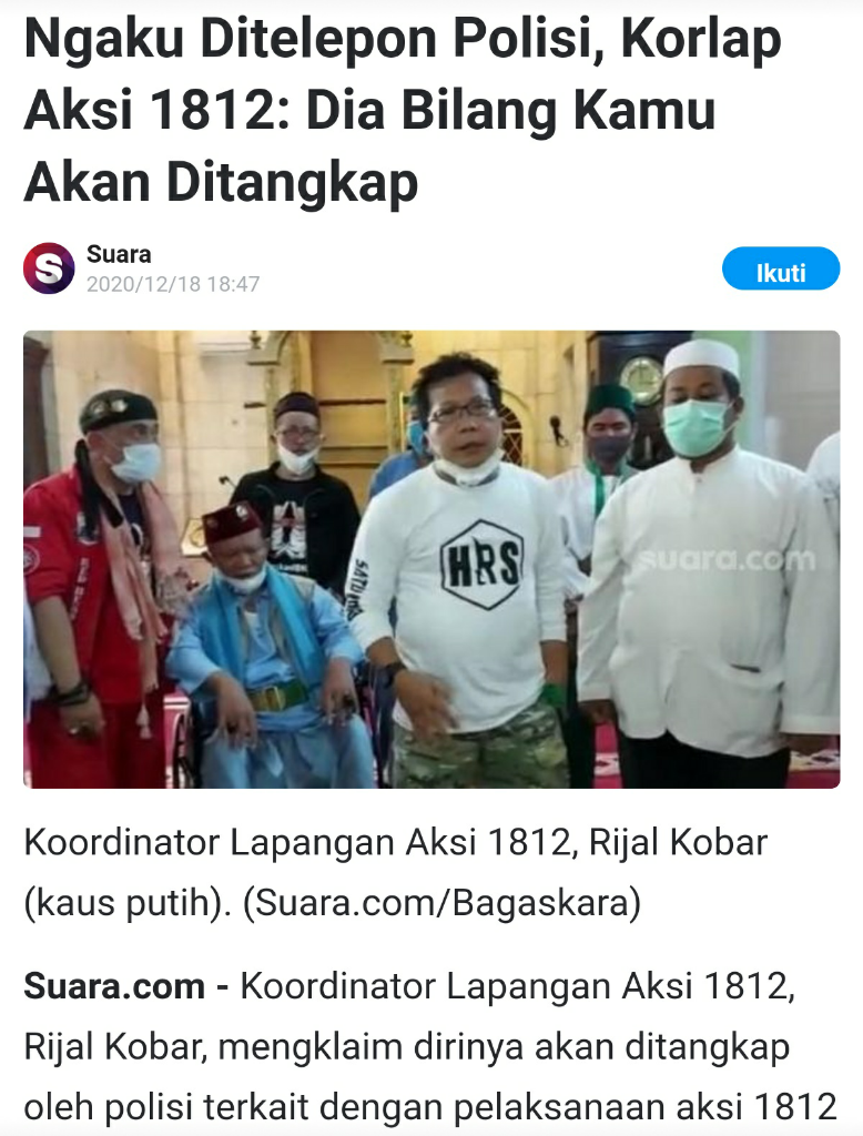 Provokator, Polisi Bisa Jerat Koodinator Aksi 1812 Pasal Prokes dan Pidana