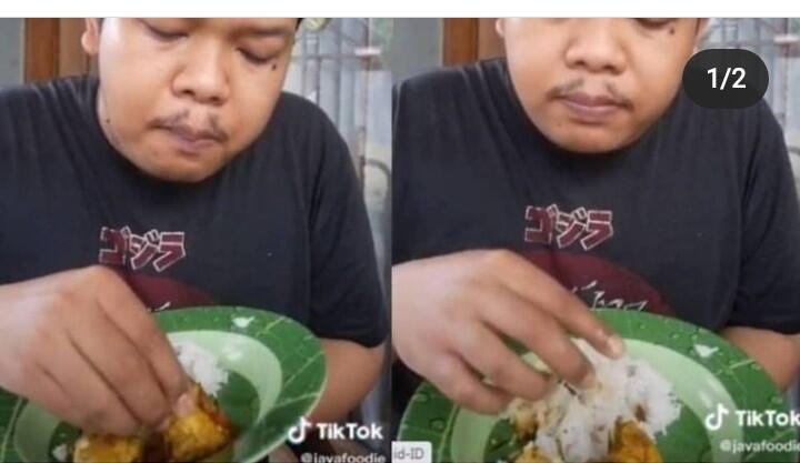 Tetap Santuy Mereview Makanan Saat Tetangga Berantam!Sikapnya Malah Mencuri Perhatian