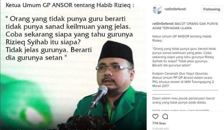 Rekam Jejak Yaqut Cholil Qoumas Kritik Rizieq Shihab Cs