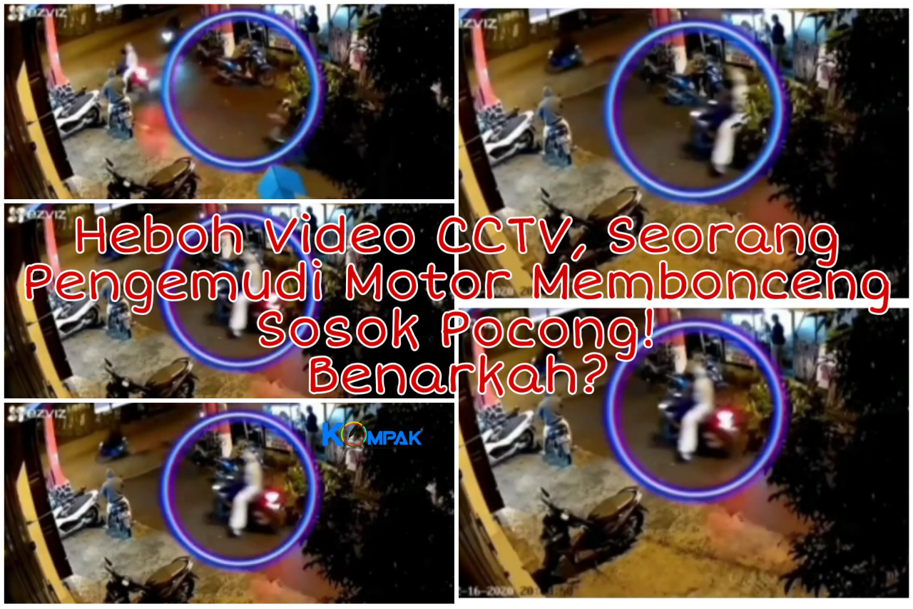 Heboh Video CCTV Seorang Pengemudi Motor Membonceng Sosok Misterius Mirip Pocong! 