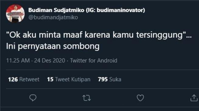 Sebut Pernyataan Sombong, Budiman Sindir Permintaan Maaf Said Didu