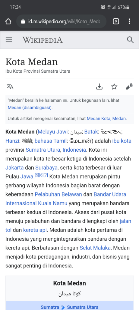 Medan Provinsi Sumatera Selatan?