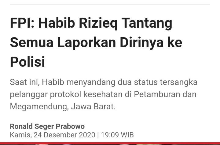 Pelapor Ungkap Alasan Mengapa Ingin Kasus Chat Mesum HRS Dibuka Kembali