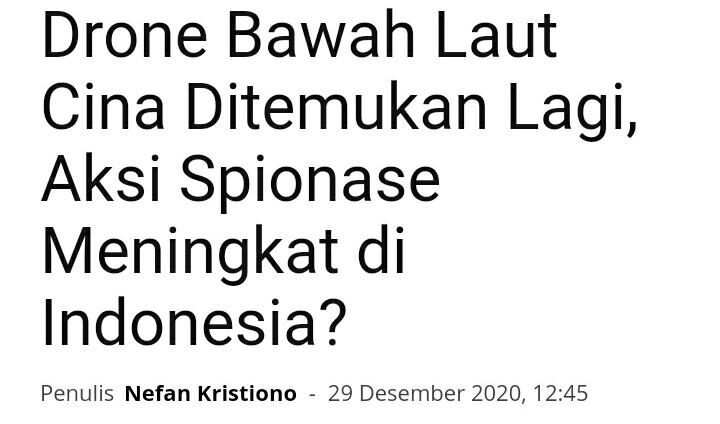 Drone Bawah Air Mirip Buatan China Terjaring Nelayan, Indonesia Dimata-matai?