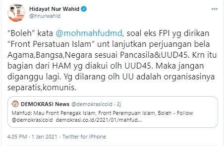 Sudah Diperbolehkan, HNW Minta Mahfud MD Tak Lagi Ganggu FPI Reborn