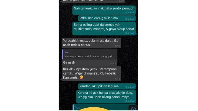 Viral Chat Ibu Suruh Anak Ganti Pacar Gegara Tampang, Bikin Nyesek