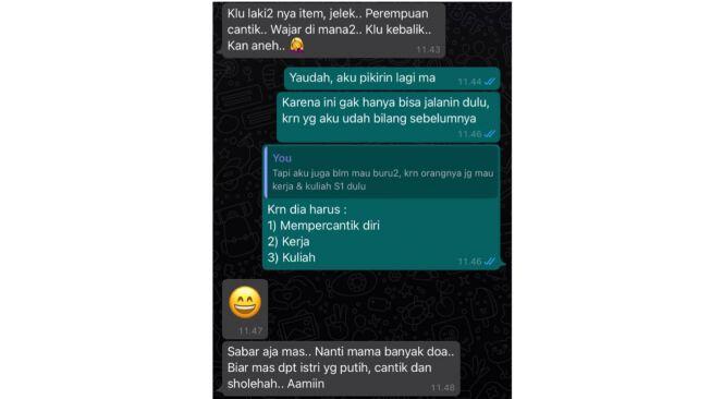 Viral Chat Ibu Suruh Anak Ganti Pacar Gegara Tampang, Bikin Nyesek