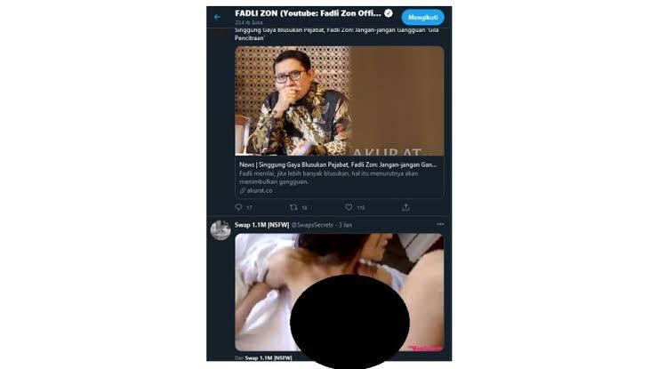 #FadliZonJubirBokep Trending di Twitter, Banyak Netizen Diblokir Fadli Zon