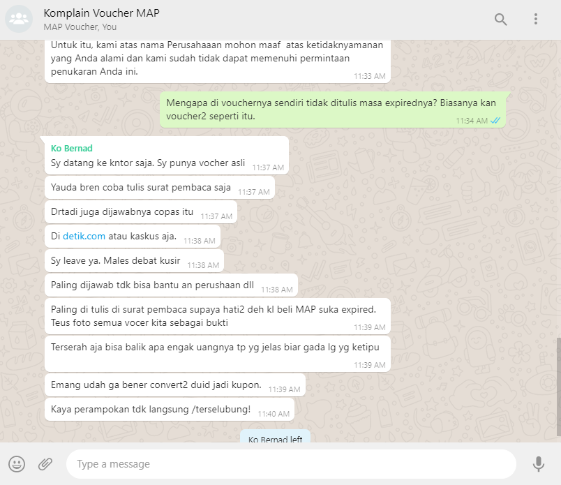 MAP Gift Voucher Mengubah Ketentuan Kedaluwarsa tanpa Menghubungi Konsumen