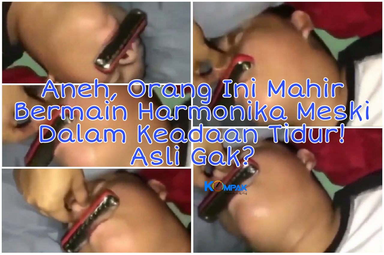 Aneh, Viral Seorang Pria Bermain Harmonika Dalam Keadaan Tertidur! Asli Nggak?