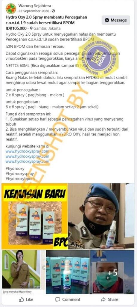 Hydro Oxy Mouth Freshener Spray Sembuhkan Corona