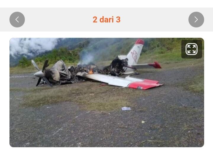 Foto-foto Pesawat MAF di Intan Jaya Papua yang Dibakar KKB


