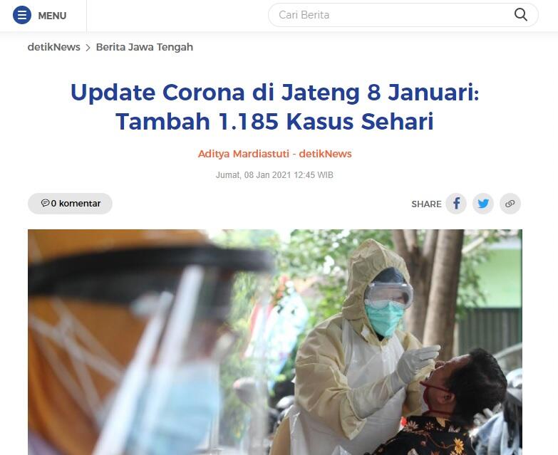 Update Corona di Jateng 8 Januari: Tambah 1.185 Kasus Sehari