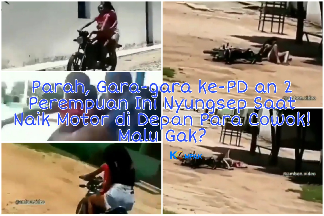 Parah, Gara-gara Ke-PD an 2 Cewek Nyungsep Saat Naik Motor di Depan Para Cowok! Malu?