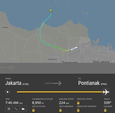 Pesawat Sriwijaya Air Rute Jakarta-Pontianak Jatuh. Hilang Kontak Pukul Sabtu..